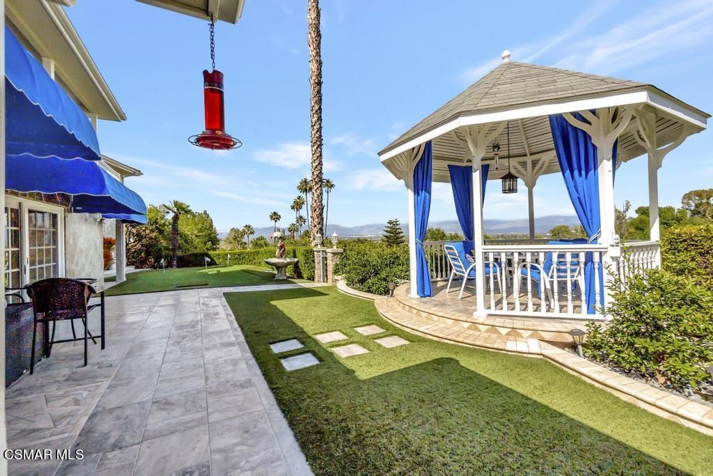 The gazebo with shaded seating in daylight